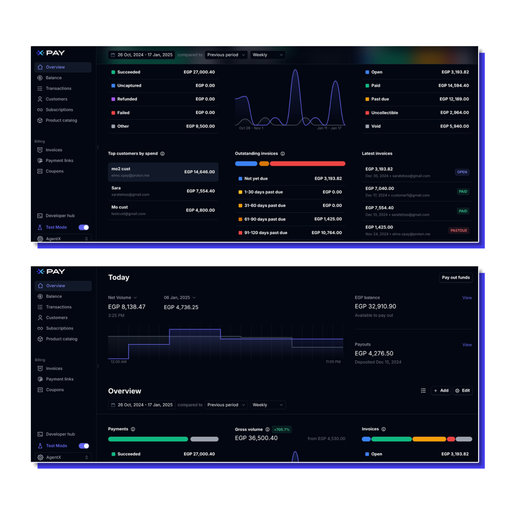 client dashboard xpay egypt online payments